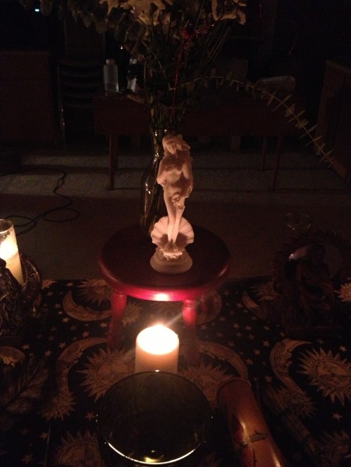Full Moon February 23, 2013 Altar to Aphrodite center with candles  Salt Lake City, UT