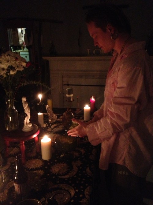 Full Moon February 23, 2013 Altar to Aphrodite with Sergey Khrushchev pouring personal libation Salt Lake City, UT