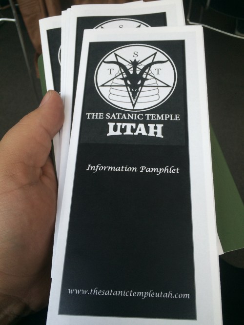 Satanic Temple-Utah open meeting, brochure, Salt Lake City Public Library, Saturday, May 21, 2016, Salt Lake City, UT