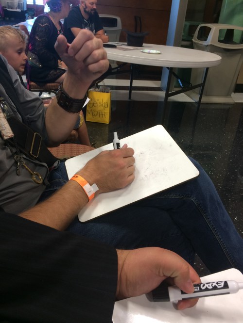 5th Annual Salt City Steamfest, judges judging Dead Poet's Poetry contest, Friday, August 12, 2016, Utah Cultural Center, West Valley City, UT