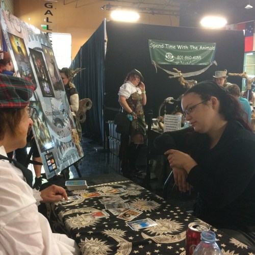 5th Annual Salt City Steamfest, April Love (l) with client, Saturday, August 13, 2016, Utah Cultural Center, West Valley City, UT