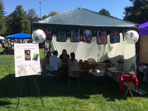 Salt Lake City 15th Annual Pagan Pride Day, Lei Loni Middleton (middle), SLPS booth, Saturday, September 17, 2016, Liberty Park, Salt Lake City, UT 