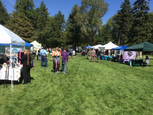 Salt Lake City 15th Annual Pagan Pride Day, vendor booths (looking N), Saturday, September 17, 2016, Liberty Park, Salt Lake City, UT